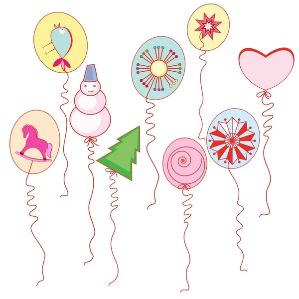 气球与图纸的新的一年 — 图库矢量图片