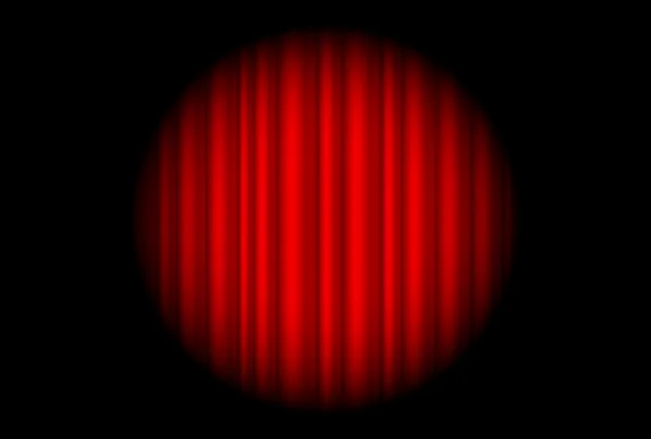Scène avec rideau rouge et grand spot lumineux — Image vectorielle