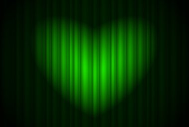 Stage with green curtain and spotlight great, heart-shaped clipart