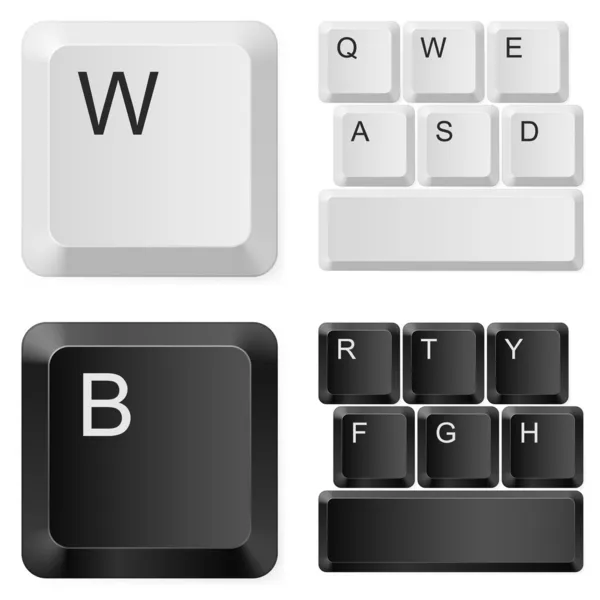 White and black computer keys. — Stock Vector