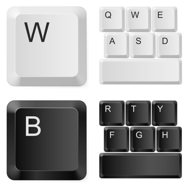 White and black computer keys.