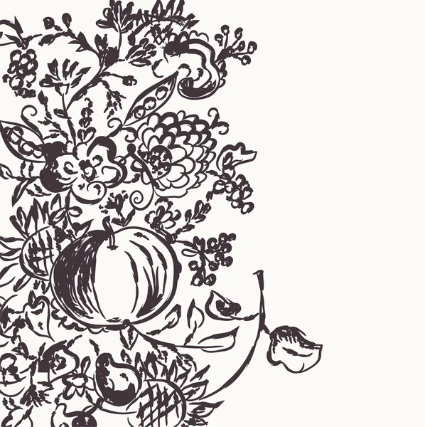 Осенний графический шаблон с цветами — стоковый вектор