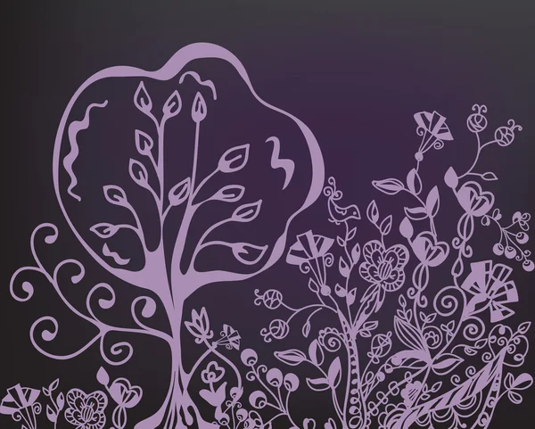 Květinové karta se stromem — Stockový vektor