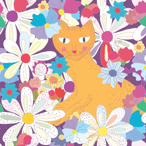 Seamless pattern with cat — Stock Vector