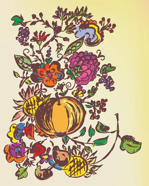 Podzimní květinová grafické pozadí — Stockový vektor