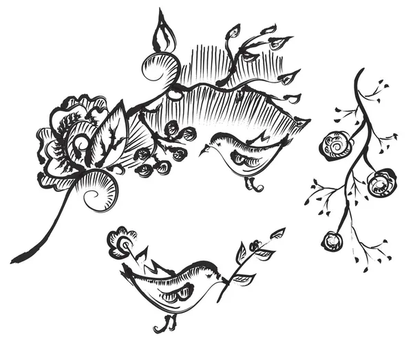 Дизайн птахів і квітів — стоковий вектор