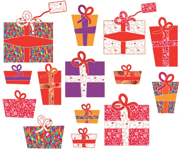 Set of gifts with pattern — Stock Vector