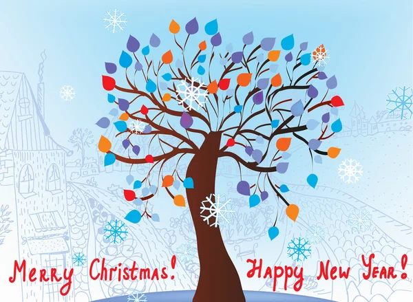 Ağaç Noel kartı — Stok Vektör