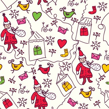 Christmas doddle seamless pattern clipart