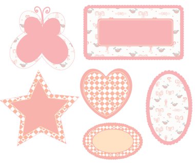 Baby frame pink set clipart