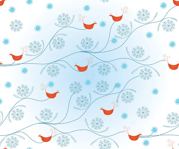 Weihnachten nahtlose Muster mit Vögeln — Stockvektor