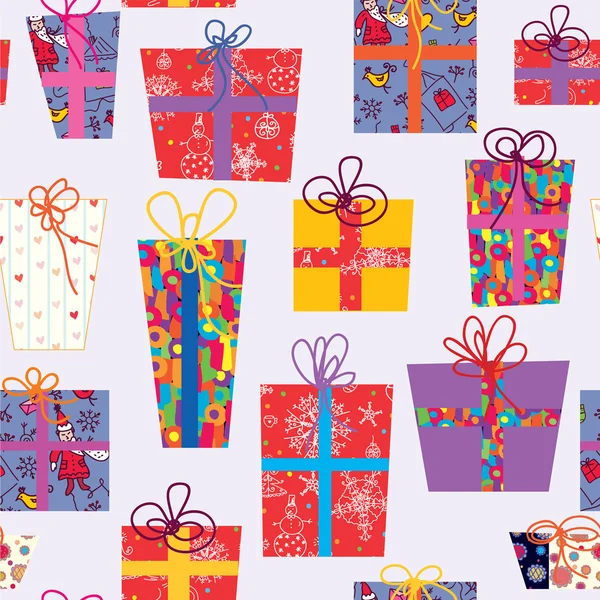 Christmas seamless pattern with gifts — Stock Vector