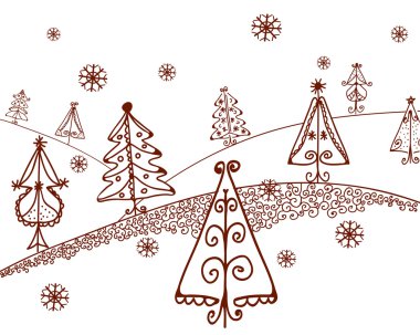 Christmas trees landscape graphic clipart