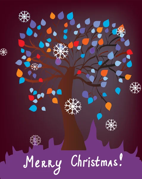 Julkort med träd — Stock vektor