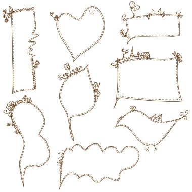 Frames doodle funny set clipart