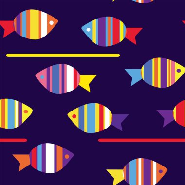 Fishes funny seamless pattern clipart