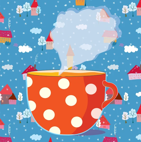 Biglietto natalizio con tazza di tè — Vettoriale Stock