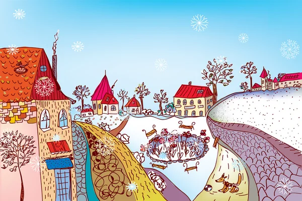Scène ville de Noël — Image vectorielle