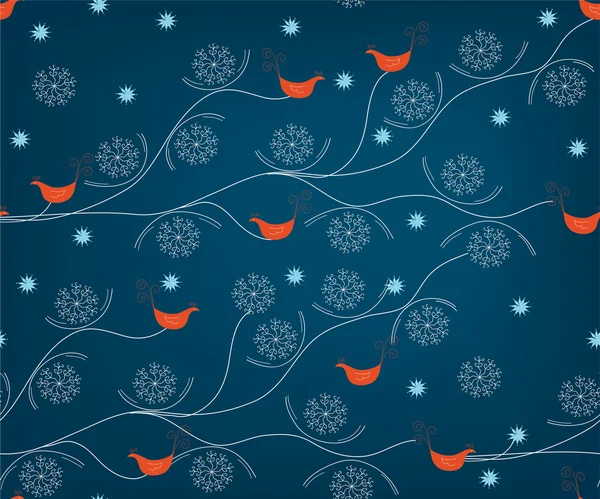 Vinter seamless mönster med fåglar — Stock vektor