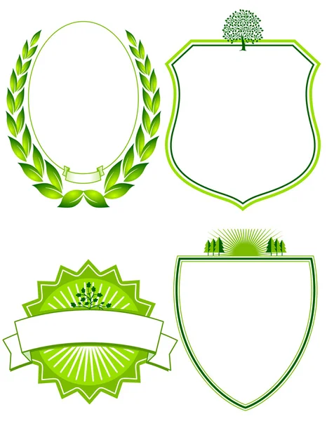 Чотири екологічні герби та знаки — стоковий вектор