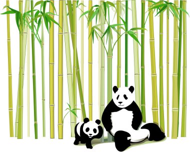 Panda mother and child clipart