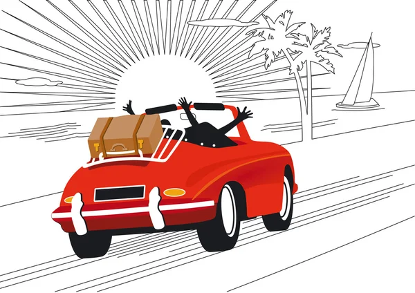 Araba ile rahatlatıcı tatil — Stok Vektör