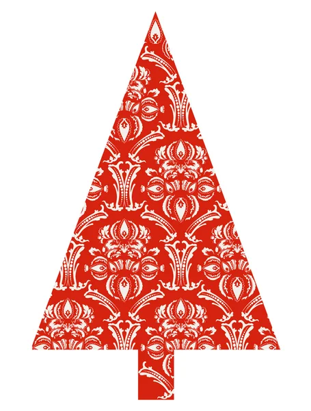 Weihnachtsbaum mit rotem Muster — Stockvektor