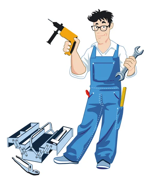 Craftsman with tool box — Stock Vector