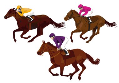 Jockeys at the races clipart