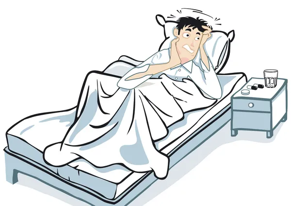 Yatakta Hasta — Stok Vektör