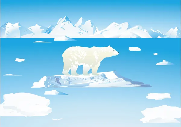 Polar bears and icebergs — Stock Vector