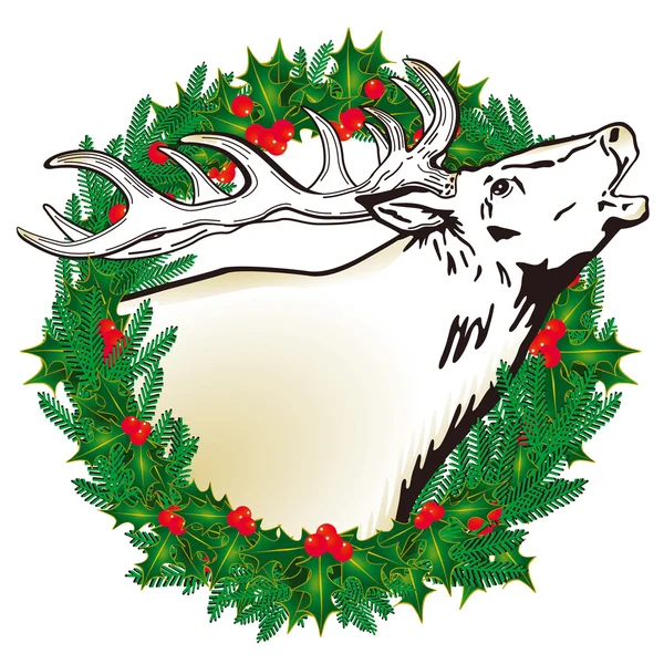 Deer in the wreath — Stock Vector