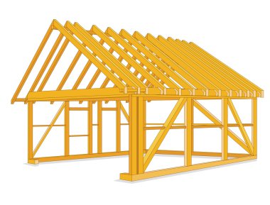 Timber houses construction clipart