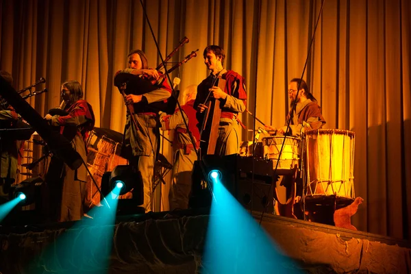 stock image Latvian Bagpipes and drum music group Auli