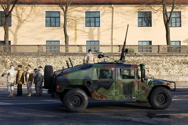 Army truck at military parade — Stock Photo, Image