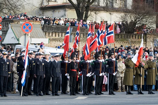 Guarda de honra norueguês no desfile militar — Fotografia de Stock