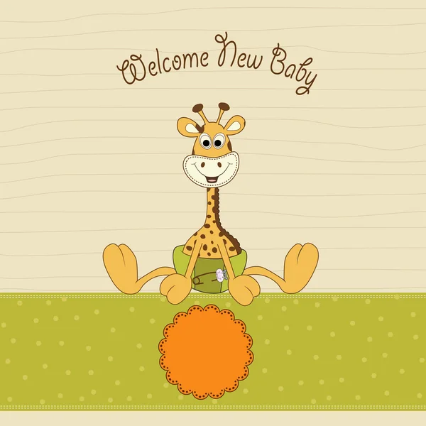Új baba bejelentése kártya baba zsiráf — Stock Fotó