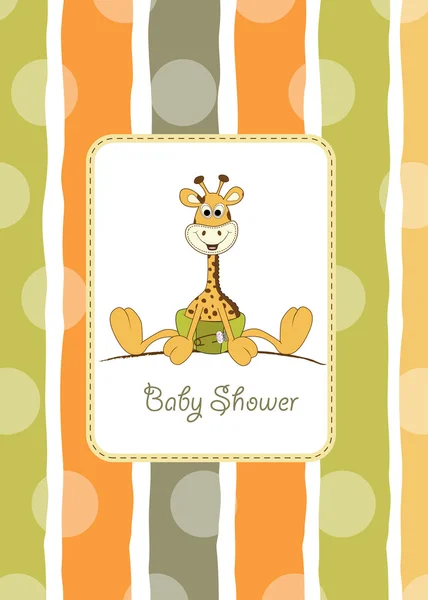 Neue Baby-Ankündigungskarte mit Baby-Giraffe — Stockfoto