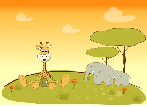 Nuova scheda di annuncio bambino con giraffa bambino — Foto Stock