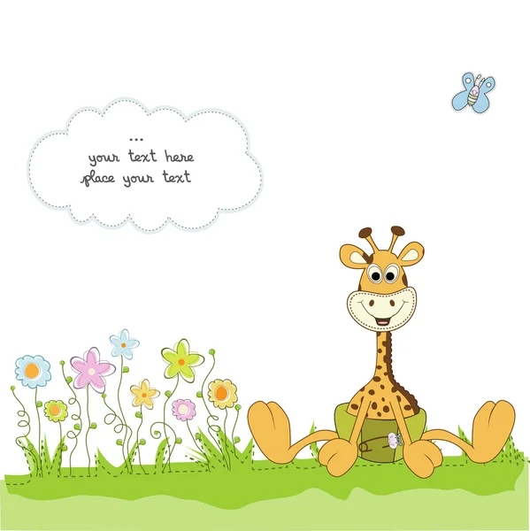Nya baby tillkännagivande kort med baby giraff — Stockfoto