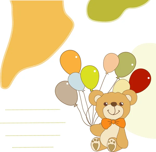 Νέα κάρτα ανακοίνωση μωρό με αρκουδάκι και μπαλόνια — Φωτογραφία Αρχείου