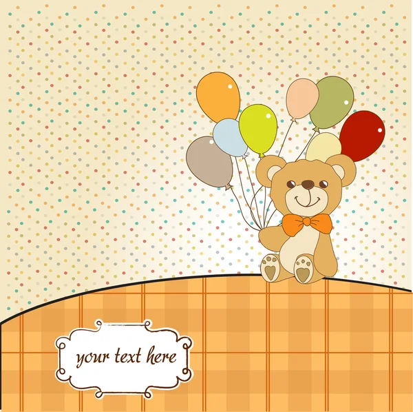 Greeting card with teddy bear — Stock Photo, Image