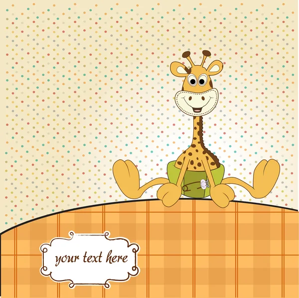 Cartão de anúncio com girafa de bebê — Fotografia de Stock