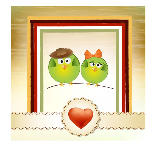 Greeting card with birds — Stock Photo, Image