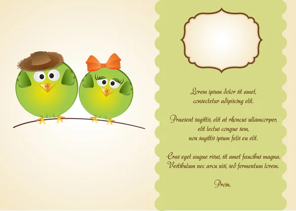 Cartão de saudação com pássaros — Fotografia de Stock