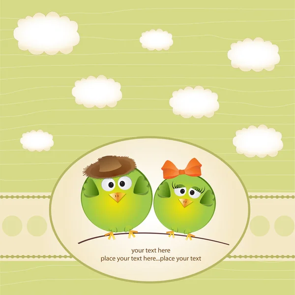 Cartão de saudação com pássaros — Fotografia de Stock
