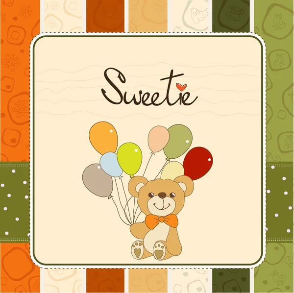 Greeting card with teddy bear — Stock Photo, Image