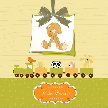 Baby card with puppy toy