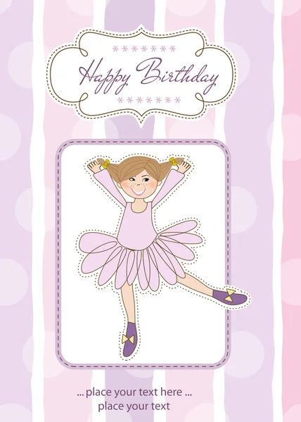 Doce menina aniversário cartão — Fotografia de Stock