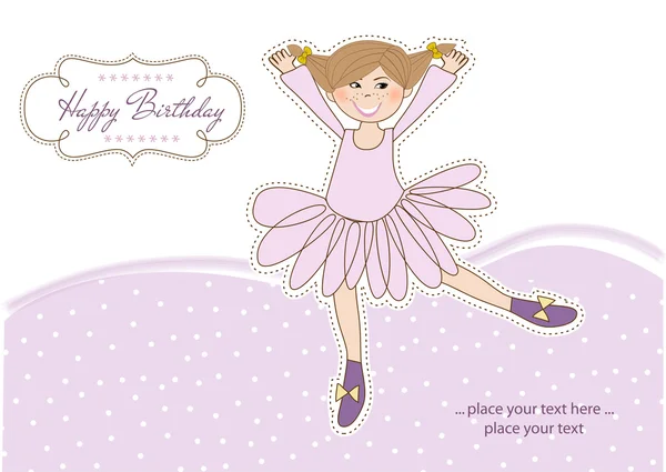 Γλυκό κορίτσι γενεθλίων ευχετήρια κάρτα — Φωτογραφία Αρχείου